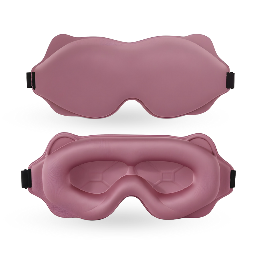 Pink contour sleep mask, front and inside