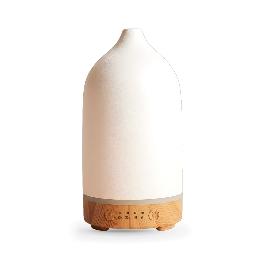 Wood-grain diffuser and mushroom lamp, Evening Ritual Set