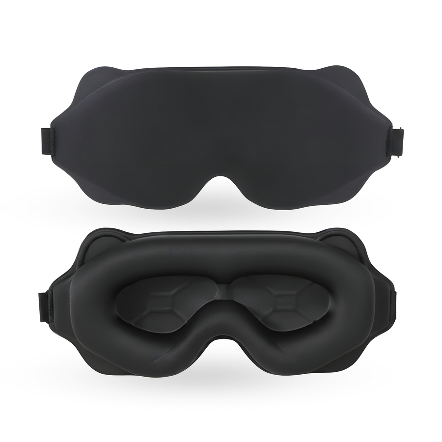 Black contour sleep mask, front and inside